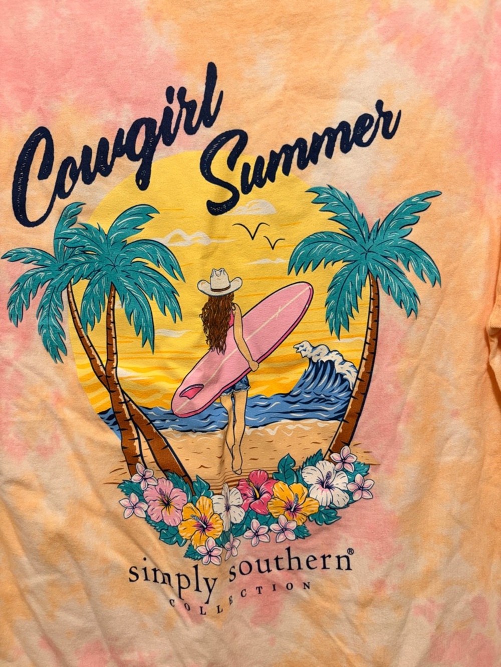 Simply Southern Tie-Dye 'Cowgirl Summer' Graphic Tee - Pink, Peach, Yellow